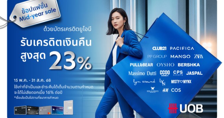 แต่งตัวให้ปัง ช้อปให้คุ้ม! ยูโอบีรวมดีลแฟชั่นจุก ๆ รับกลางปี รับครดิตเงินคืนรวมสูงสุด 23 เปอร์เซ็นต์